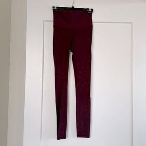 Lululemon Burgundy Tone on Tone Leopard Print Leggings Size 4